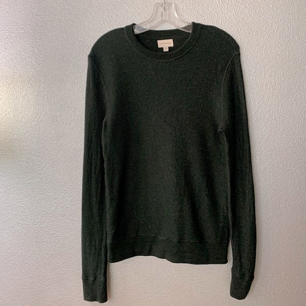 CLUB MONACO merino wool crew neck exposed stitches diagonal pattern size small